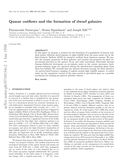 Quasar Outflows and the Formation of Dwarf Galaxies