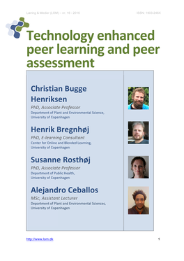 Technology Enhanced Peer Learning and Peer Assessment