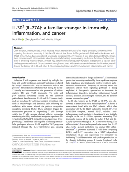 IL-30† (IL-27A): a Familiar Stranger in Immunity, Inflammation, and Cancer
