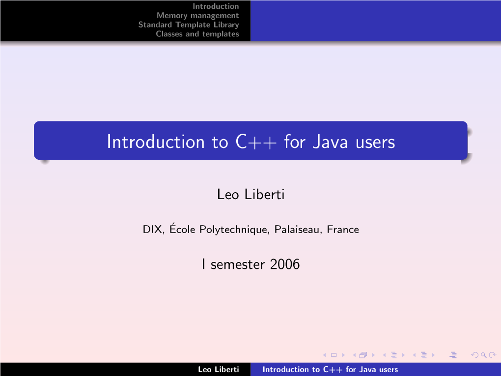 Introduction to C++ for Java Users