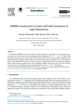 ADHM Construction of (Anti-)Self-Dual Instantons in Eight Dimensions