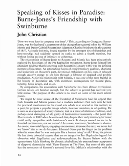 Speaking of Kisses in Paradise: Burne-Jones's Friendship with Swinburne John Christian