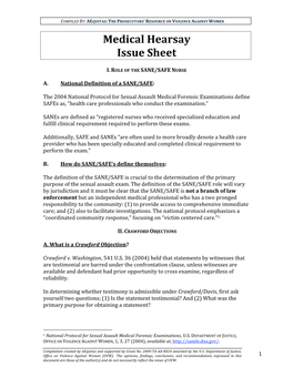 Medical Hearsay Issue Sheet