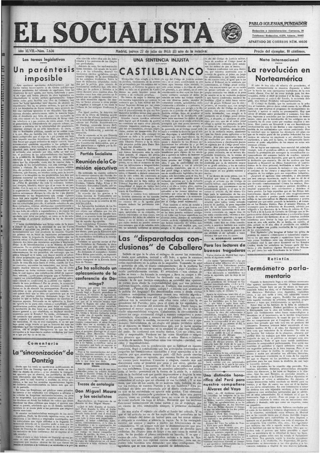 CASTILBLANCO Consejo De Guerra Al Poner En Juego Nizados Después De La Sincronización Las Atenuantes, Y, Por Tanto, Acudien- Imposible De Los Antiguos Sindicatos