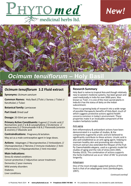 Ocimum Tenuiflorum – Holy Basil