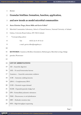 Granular Biofilms: Formation, Function, Application