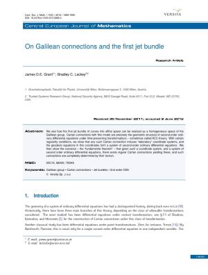 On Galilean Connections and the First Jet Bundle