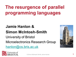 The Resurgence of Parallel Programming Languages