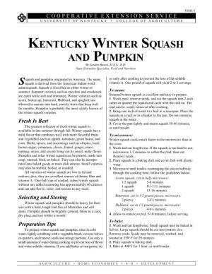 FSHE-1: Kentucky Winter Squash and Pumpkin