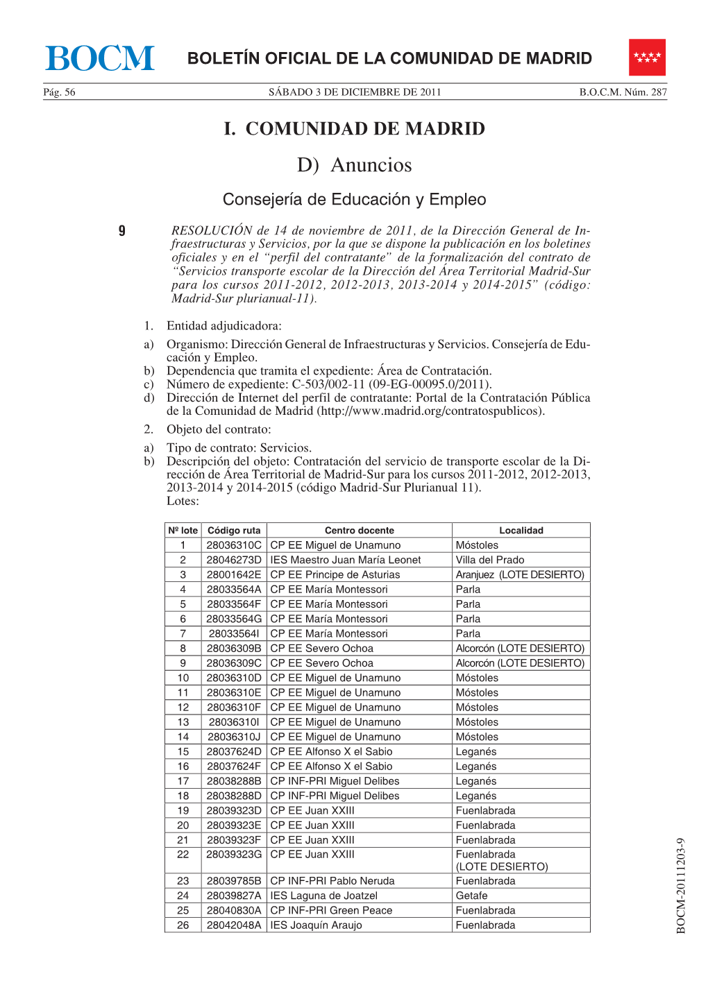 D) Anuncios Consejería De Educación Y Empleo