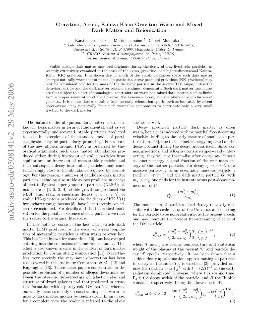 Arxiv:Astro-Ph/0508141V2 29 May 2006 O Opeeve H Edri Eerdt H Above the to Referred Is Reader the Case, Any View in Complete Reionization