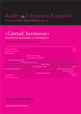 Anales De Literatura Española Núm. 23, 2011