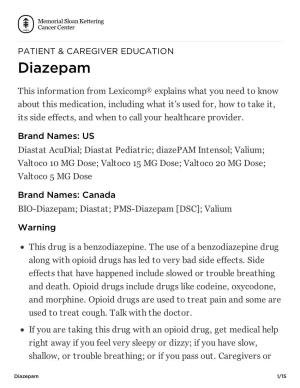 Diazepam | Memorial Sloan Kettering Cancer Center