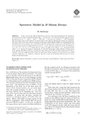 Spectator Model in D Meson Decays
