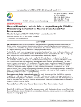 94 Umar Maternal Mortality in Angola.Indd