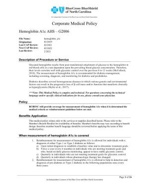 Hemoglobin A1c AHS – G2006