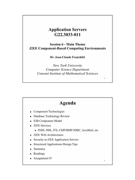 Session 6 - Main Theme J2EE Component-Based Computing Environments