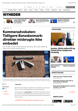 Kammeradvokaten: Tidligere Banedanmark-Direktør Misbrugte Ikke Embedet | Nyheder | DR 31/07/2016 01.51