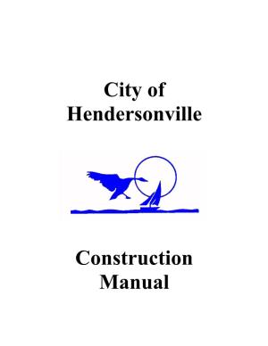 City of Hendersonville Construction Manual