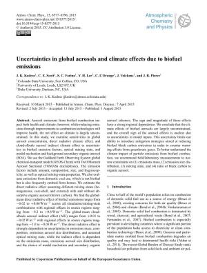 Uncertainties in Global Aerosols and Climate Effects Due to Biofuel Emissions
