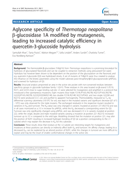 Aglycone Specificity of Thermotoga Neapolitana B-Glucosidase 1A