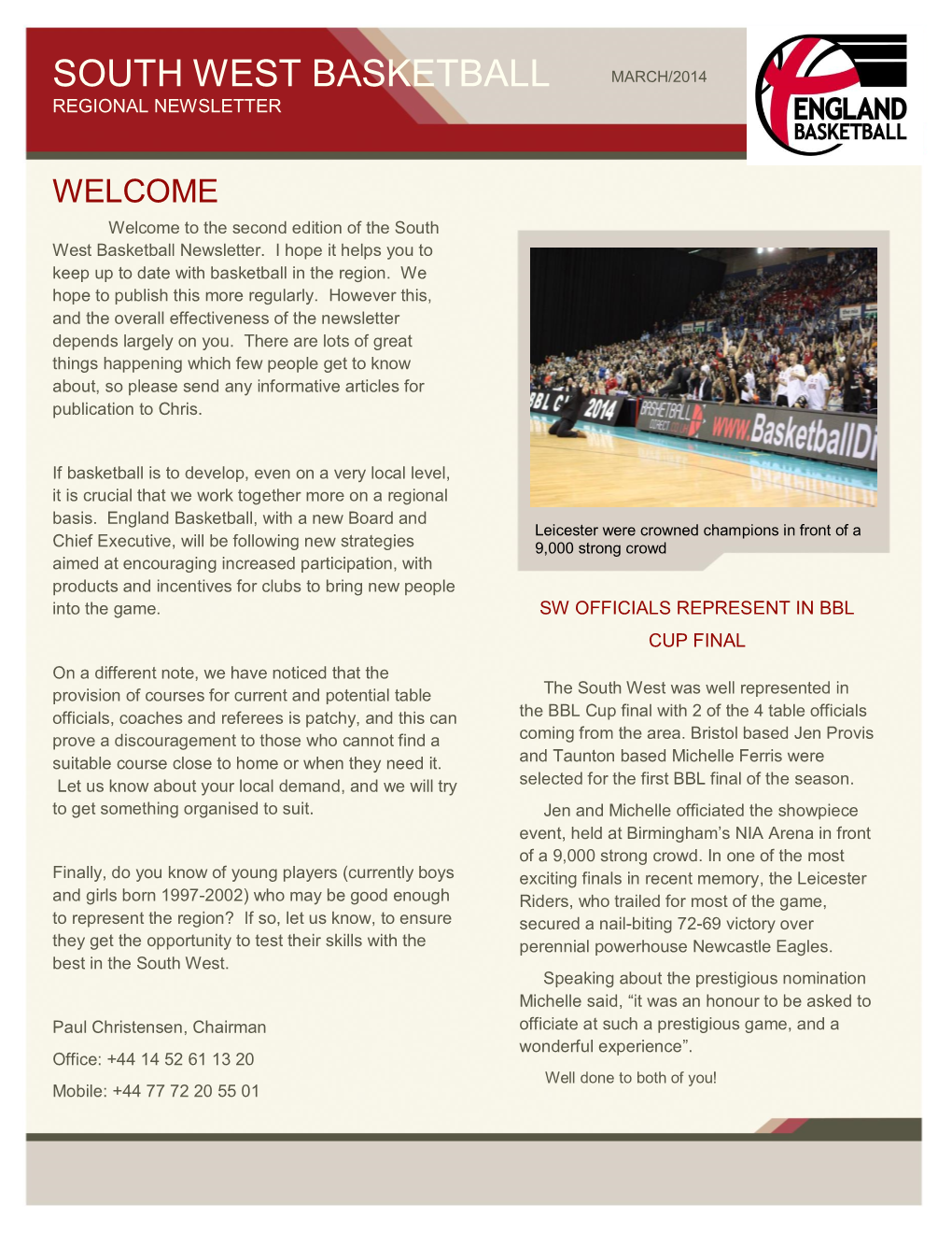 South West Basketball March/2014 Regional Newsletter