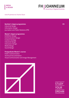 Programmes EN Industrial Design Information Design Journalism and Public Relations (PR)