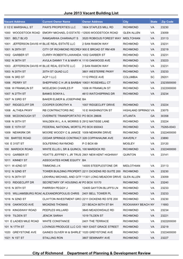 Vacant Building Registry List for June 2013 (PDF)