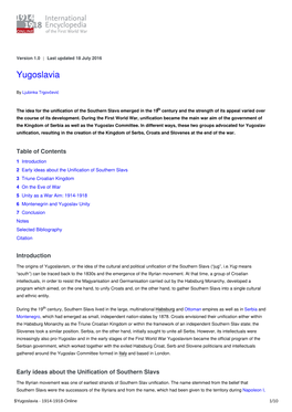 Yugoslavia | International Encyclopedia of the First World War