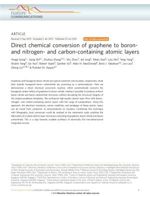 Direct Chemical Conversion of Graphene to Boron- and Nitrogen- and Carbon-Containing Atomic Layers