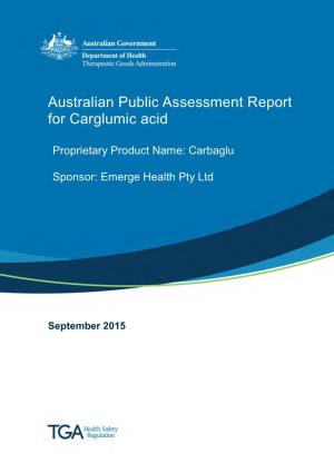 Australian Public Assessment Report for Carglumic Acid
