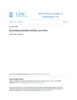 Extraordinary Rendition and the Law of War
