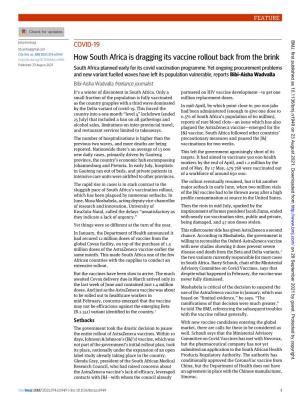 How South Africa Is Dragging Its Vaccine Rollout Back from the Brink Published: 23 August 2021 South Africa Planned Early for Its Covid Vaccination Programme