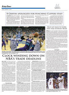 Clock Winding Down on NBA's Trade Deadline