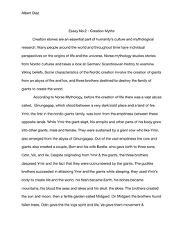 Mythology Essay 2: Creation.Pdf
