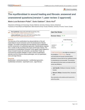 The Myofibroblast in Wound Healing and Fibrosis