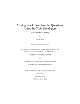Mining Stack Overflow for Questions Asked by Web Developers