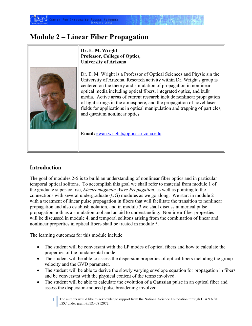 Module 2 – Linear Fiber Propagation