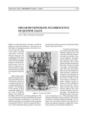 Edgar Buckingham: Fluorescence of Quinine Salts