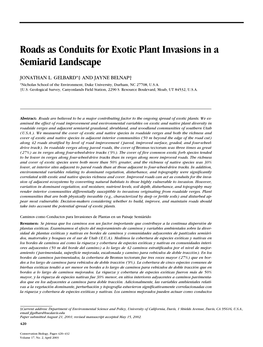 Roads As Conduits for Exotic Plant Invasions in a Semiarid Landscape