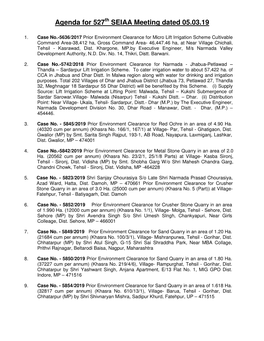 Agenda for 527 SEIAA Meeting Dated 05.03.19