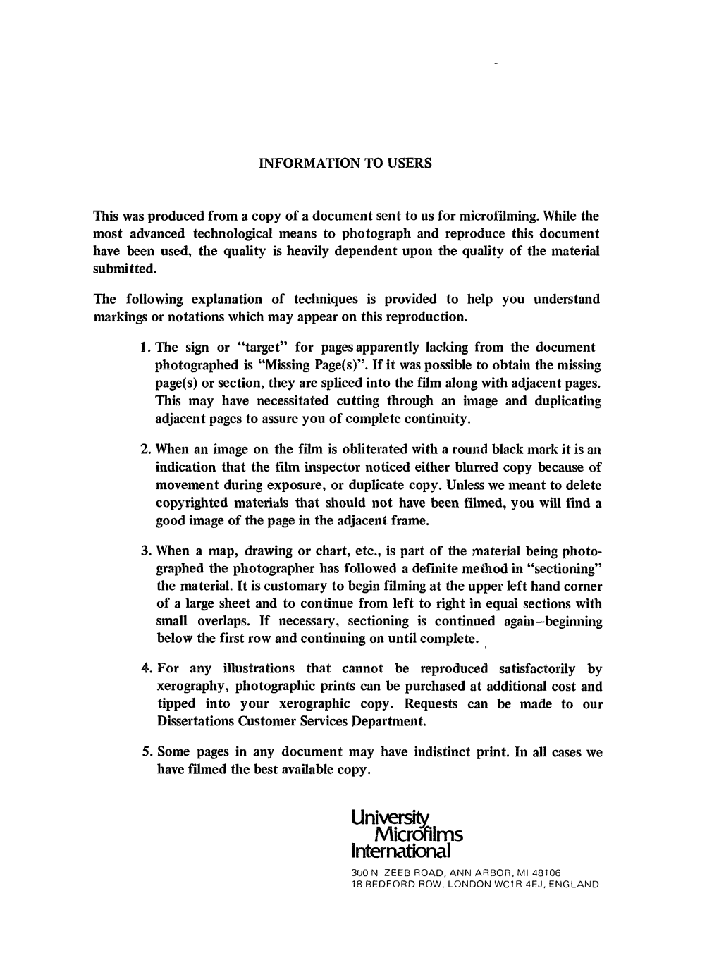 University Microfilms International 300 N ZEEB ROAD, ANN ARBOR, Ml 48106 18 BEDFORD ROW, LONDON WC1R 4EJ, ENGLAND / 791734*
