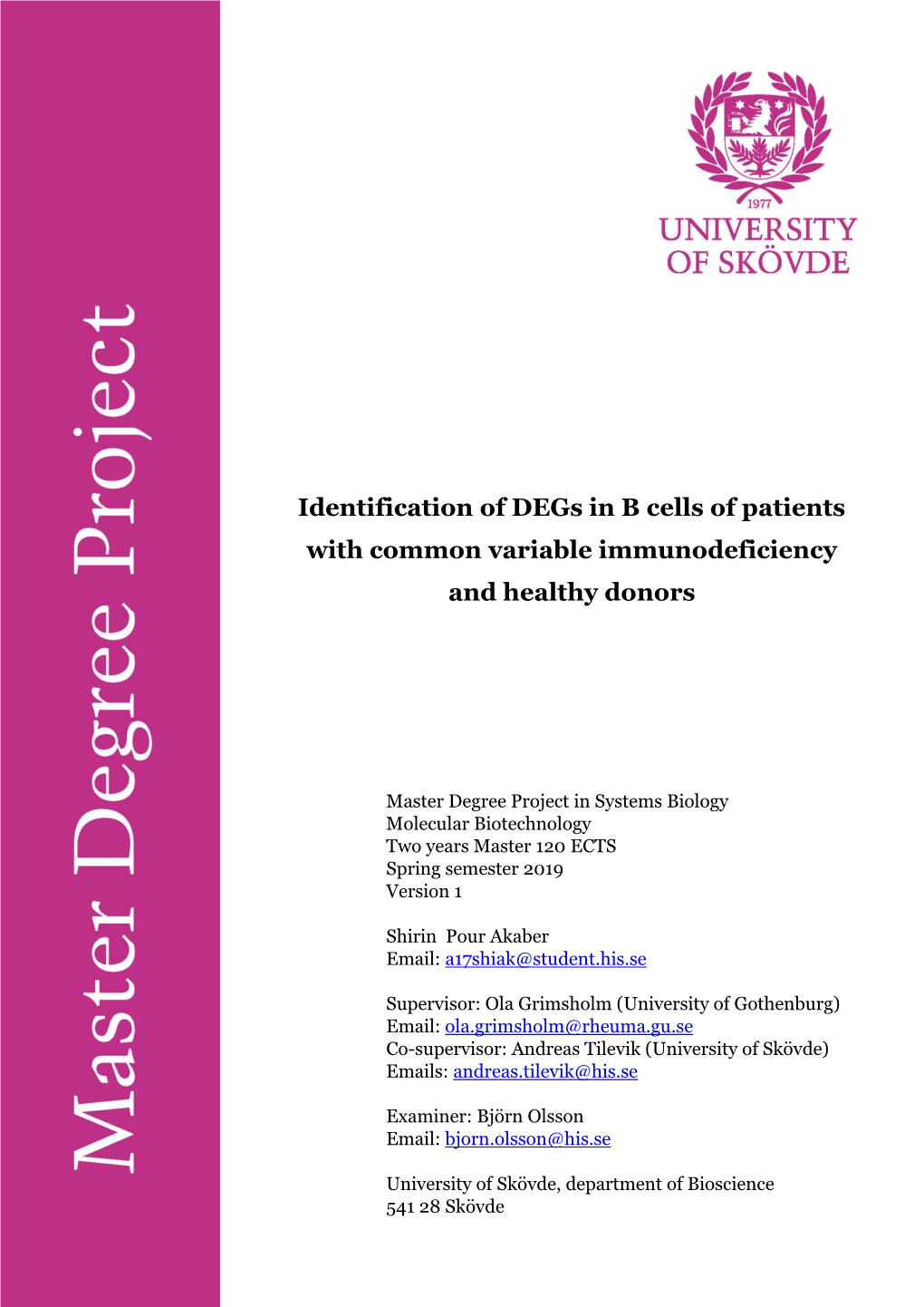 Identification of Degs in B Cells of Patients with Common Variable