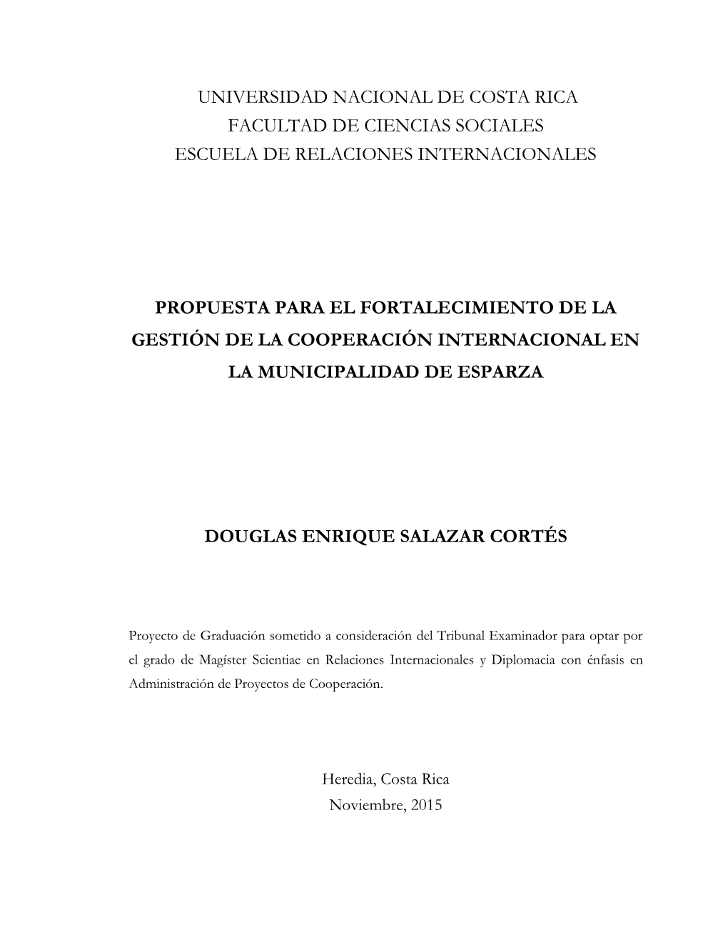 Propuesta Para El Fortalecimiento De La Gestión De La Cooperación Internacional En