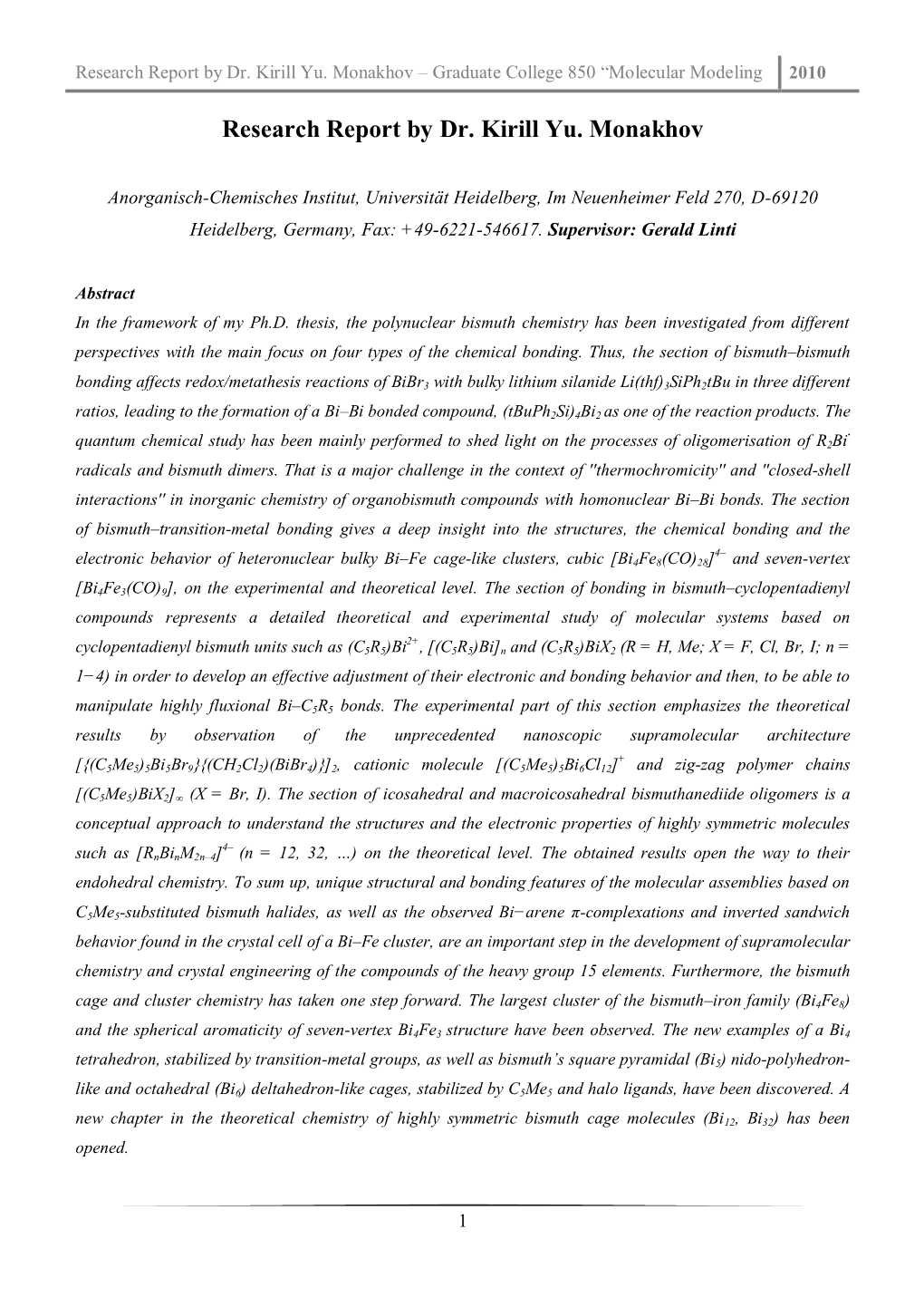 Molecular Modeling 2010