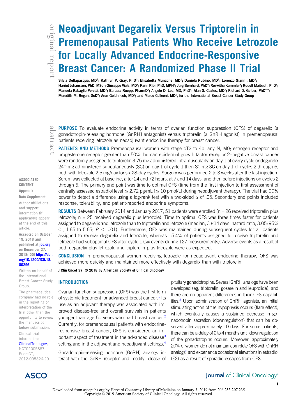 Neoadjuvant Degarelix Versus Triptorelin in Premenopausal