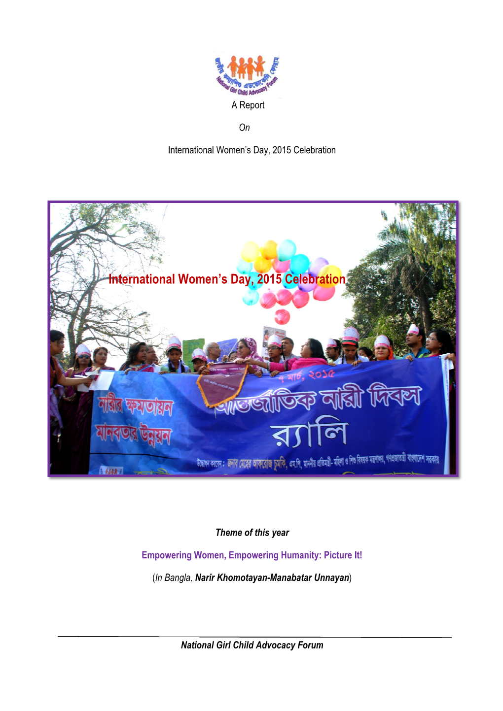 A Report on International Women's Day, 2015 Celebration