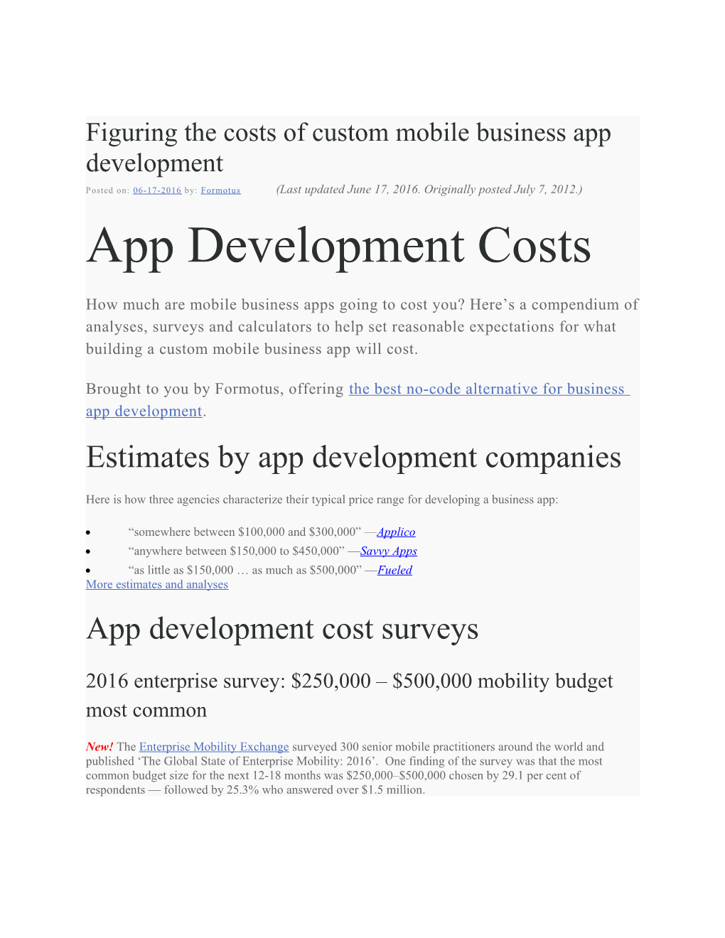 Figuring the Costs of Custom Mobile Business App Development