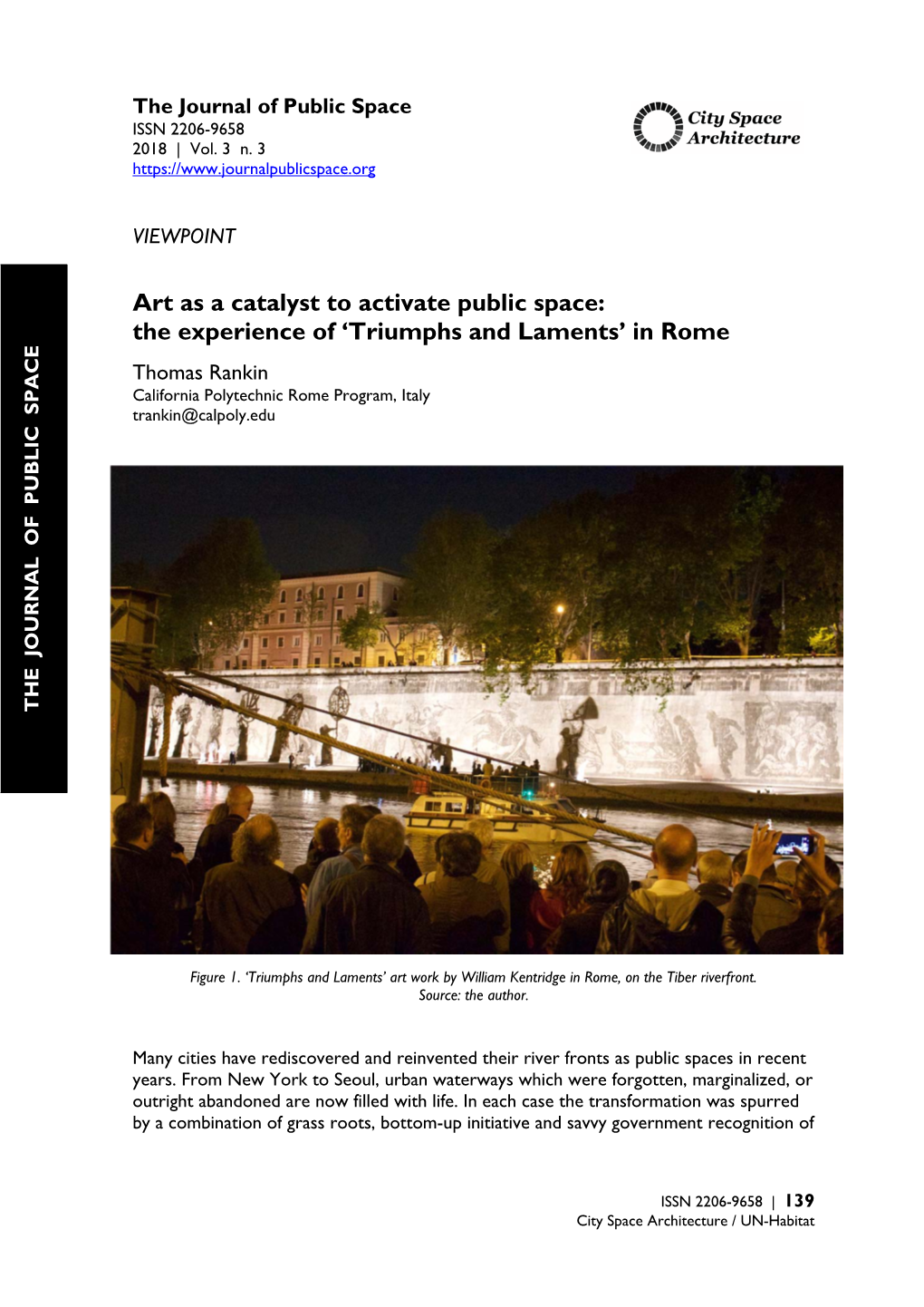 Art As a Catalyst to Activate Public Space: the Experience of 'Triumphs