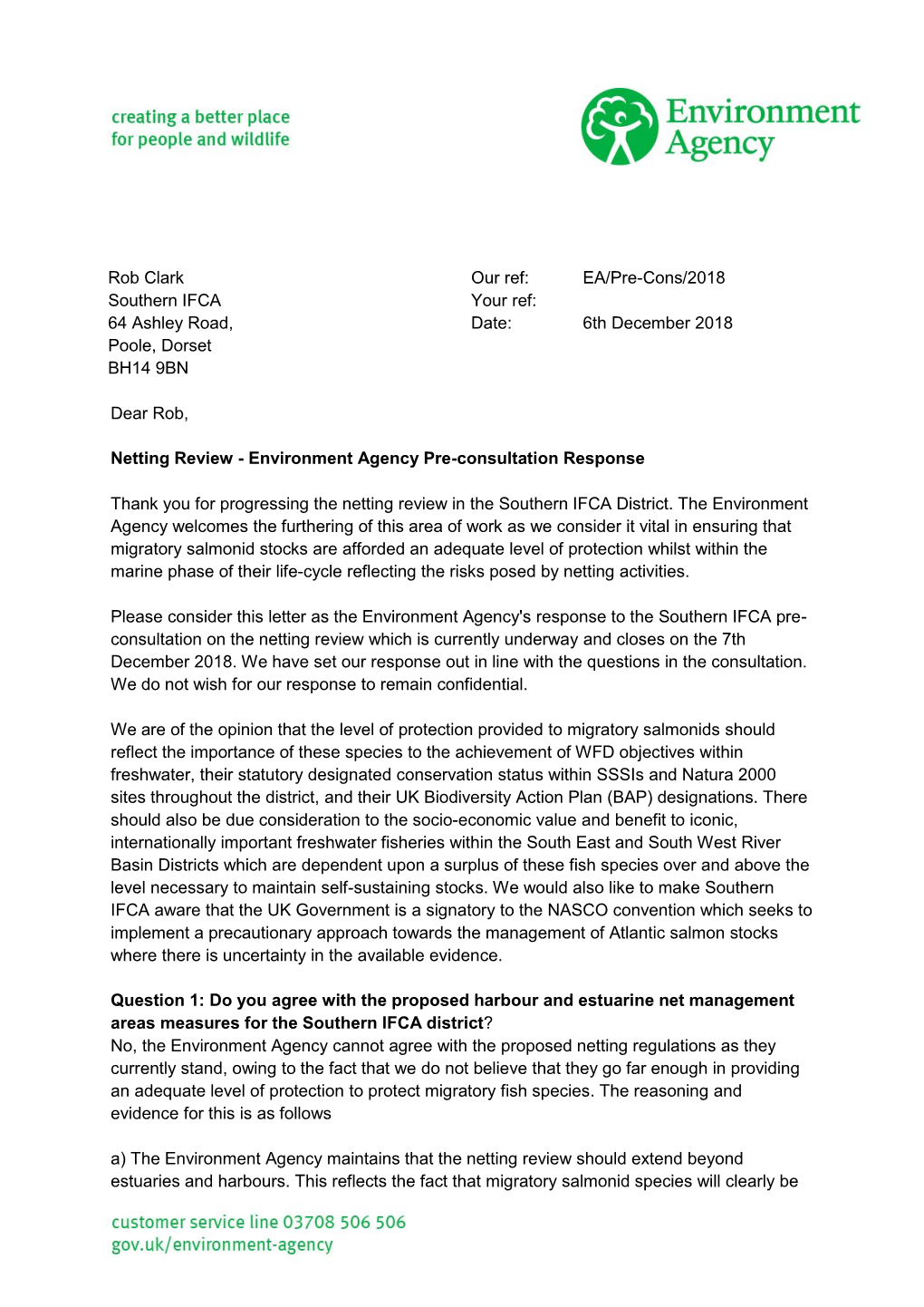 399 13 SD14 Document Template: Environment Agency Letter